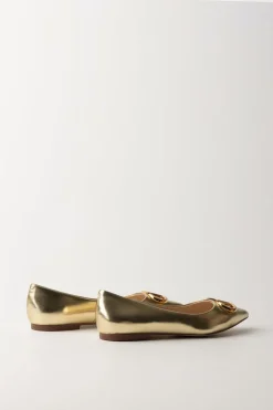 Twin-set Ballerine In Pelle LaminataORO