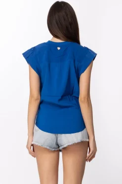 Twin-set Blusa con Risvolti In Tripla GeorgetteNAUTICAL BLUE