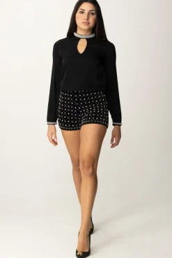 Twin-set Blusa con Strass e PerlineNERO