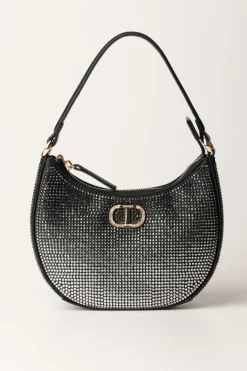 Twin-set Borsa Hobo Moon con Strass e LogoNERO