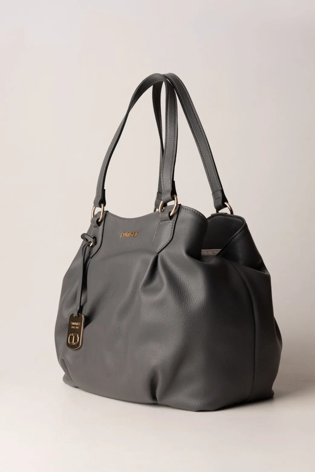 Twin-set Borsa Tote con Pendente Logato 262GREY STONE