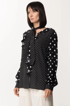 Twin-set Camicia a Pois In Crepe De ChinePATCH POIS NERO/NEVE