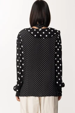 Twin-set Camicia a Pois In Crepe De ChinePATCH POIS NERO/NEVE