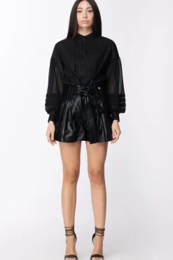 Twin-set Camicia con Maniche TrasparentiNERO