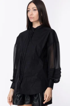 Twin-set Camicia con Maniche TrasparentiNERO