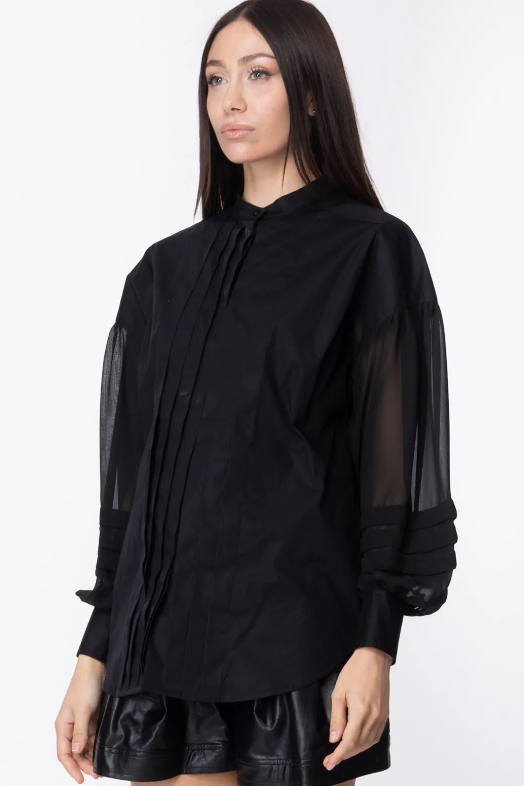 Twin-set Camicia con Maniche TrasparentiNERO