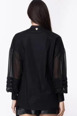 Twin-set Camicia con Maniche TrasparentiNERO