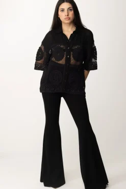 Twin-set Camicia Crochet FlorealeNERO