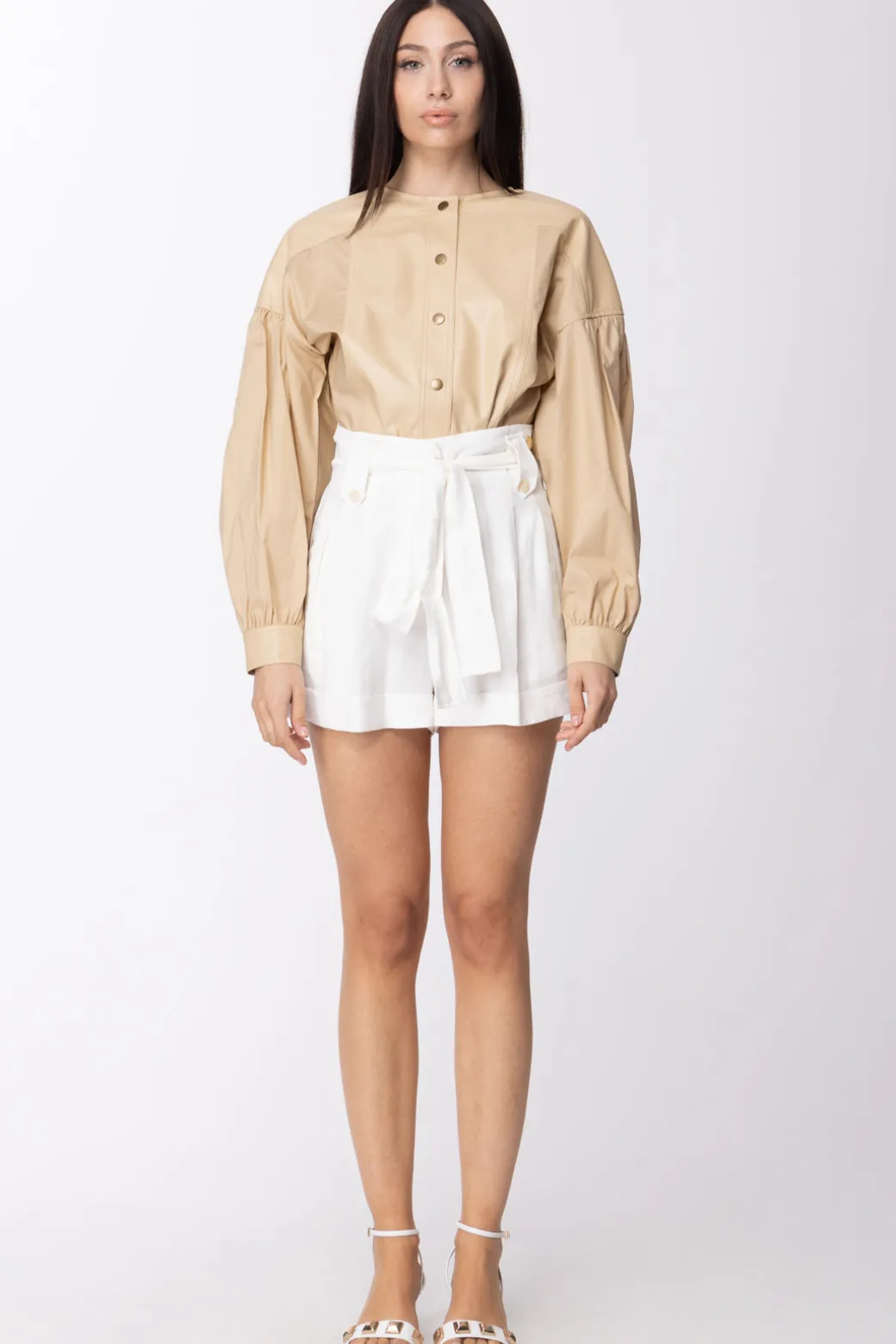 Twin-set Camicia Effetto Pelle con Maniche AmpieCUBAN SAND