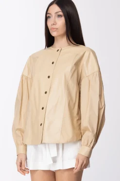 Twin-set Camicia Effetto Pelle con Maniche AmpieCUBAN SAND