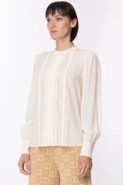 Twin-set Camicia In Misto Seta con PassamaneriaNEVE