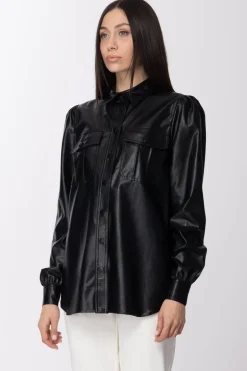 Twin-set Camicia In Tessuto Spalmato LeggeroNERO