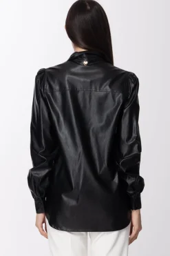 Twin-set Camicia In Tessuto Spalmato LeggeroNERO