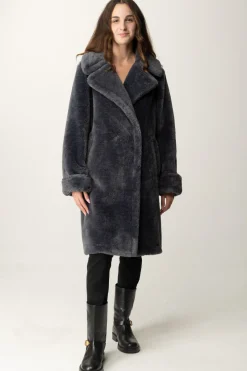 Twin-set Cappotto In Pelliccia OversizeBLACKENED PEARL