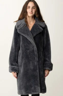 Twin-set Cappotto In Pelliccia OversizeBLACKENED PEARL