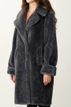 Twin-set Cappotto In Pelliccia OversizeBLACKENED PEARL