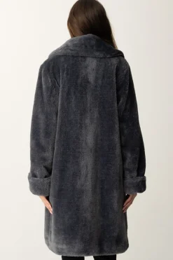 Twin-set Cappotto In Pelliccia OversizeBLACKENED PEARL