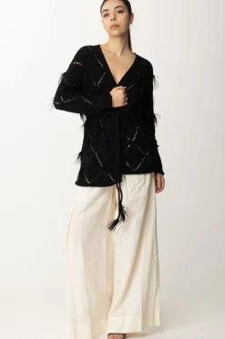 Twin-set Cardigan a Losanghe con PiumetteNERO