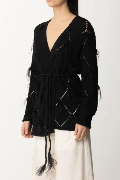 Twin-set Cardigan a Losanghe con PiumetteNERO