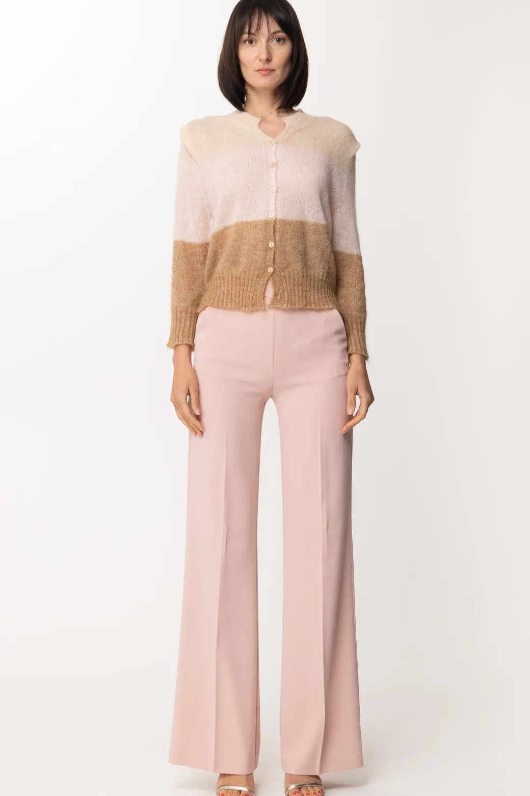 Twin-set Cardigan Bicolor In Misto MohairMUL.RIGHE GOLDEN ROCK