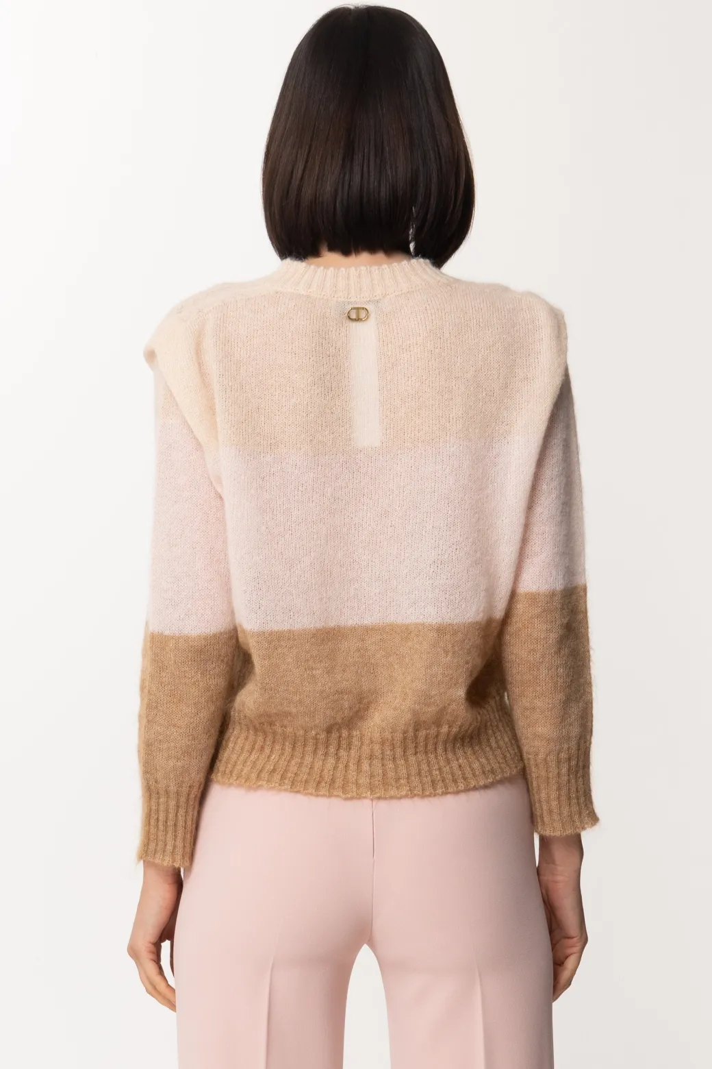 Twin-set Cardigan Bicolor In Misto MohairMUL.RIGHE GOLDEN ROCK