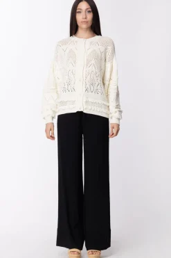 Twin-set Cardigan Crochet e Applicazione FrangeNEVE