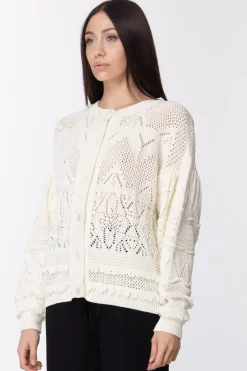 Twin-set Cardigan Crochet e Applicazione FrangeNEVE