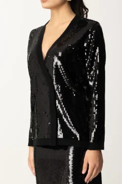 Twin-set Cardigan Doppiopetto Full PaillettesNERO