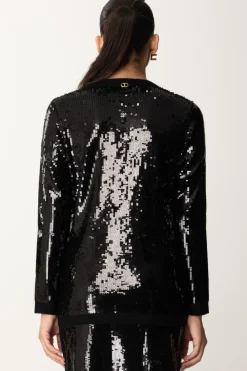 Twin-set Cardigan Doppiopetto Full PaillettesNERO