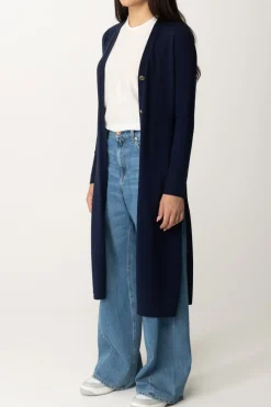 Twin-set Cardigan Lungo In MagliaMID BLU