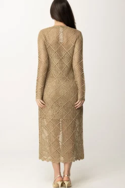 Twin-set Cardigan Traforato Lungo con LurexHAZELNUT CHIARO LUREX