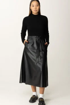 Twin-set Completo Maglia Dolcevita e Gonna In EcopelleNERO