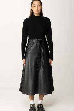 Twin-set Completo Maglia Dolcevita e Gonna In EcopelleNERO