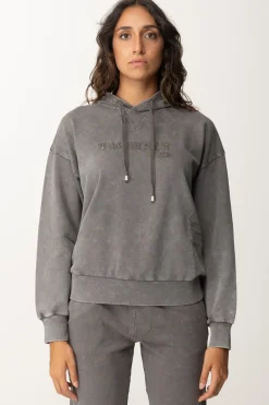 Twin-set Felpa con Cappuccio e Ricamo LogoBLACKENED PEARL