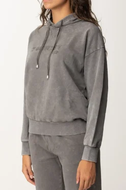 Twin-set Felpa con Cappuccio e Ricamo LogoBLACKENED PEARL