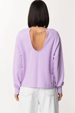 Twin-set Felpa con Scollo e Catena Sul RetroPASTEL LILAC