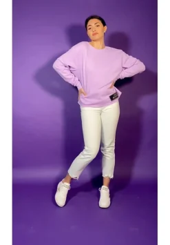 Twin-set Felpa con Scollo e Catena Sul RetroPASTEL LILAC