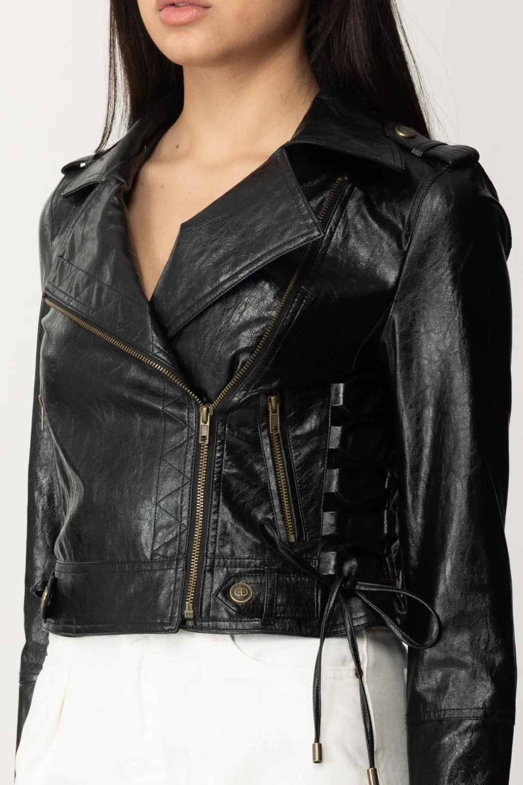 Twin-set Giacca Chiodo In NappaNERO