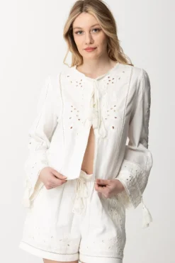 Twin-set Giacca con Ricami e CoulisseBIANCO OTTICO