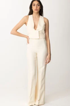 Twin-set Gilet Crop In Lino e ViscosaPARCHMENT