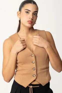Twin-set Gilet In Tessuto ScubaCARAMEL CAMEL