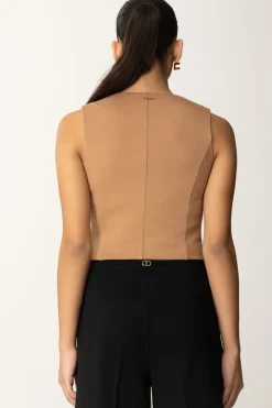 Twin-set Gilet In Tessuto ScubaCARAMEL CAMEL