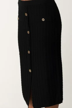 Twin-set Gonna In Maglia a Punto IncrociatoNERO