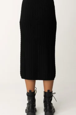 Twin-set Gonna In Maglia a Punto IncrociatoNERO