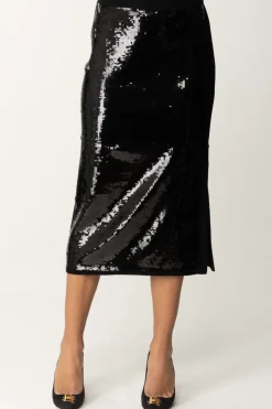 Twin-set Gonna In Maglia Midi Full PaillettesNERO