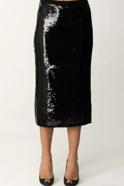 Twin-set Gonna In Maglia Midi Full PaillettesNERO