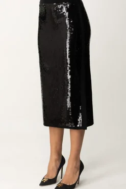 Twin-set Gonna In Maglia Midi Full PaillettesNERO