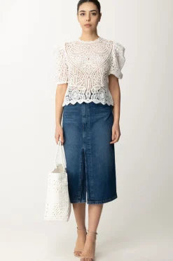 Twin-set Gonna Longuette In JeansDENIM