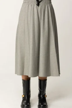 Twin-set Gonna Longuette In Pied De PouleMICRO PIEDE DE POULE NERO/NEVE