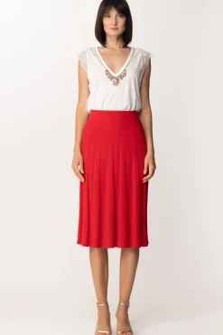 Twin-set Gonna Midi In Maglia SvasataROSSO LAVA